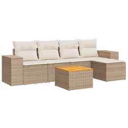 Set Divano da Giardino 6 pz con Cuscini Beige in Polyrattancod mxl 113444 - Vista aggiuntiva 2