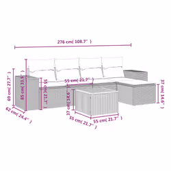 Set Divano da Giardino 6 pz con Cuscini Beige in Polyrattancod mxl 113444 - Vista aggiuntiva 3
