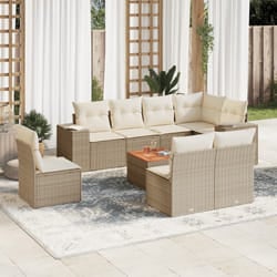Set Divano da Giardino 9 pz con Cuscini Beige in Polyrattancod mxl 89587