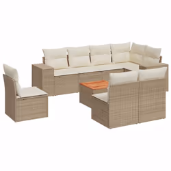 Set Divano da Giardino 9 pz con Cuscini Beige in Polyrattancod mxl 89587 - Vista aggiuntiva 2