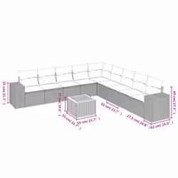 Set Divano da Giardino 10 pz con Cuscini Beige in Polyrattancod mxl 88422 - Vista aggiuntiva 3