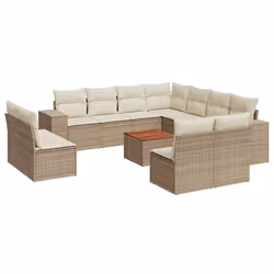 Set Divani da Giardino 12 pz con Cuscini Beige in Polyrattancod mxl 88047 - Vista aggiuntiva 2