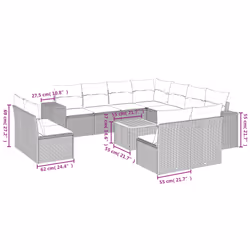 Set Divani da Giardino 12 pz con Cuscini Beige in Polyrattancod mxl 88047 - Vista aggiuntiva 3