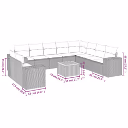 vidaXL Set Divani da Giardino 11 pz con Cuscini in Polyrattan Nero - Vista aggiuntiva 3