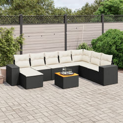 Set Divani da Giardino 9 pz con Cuscini Nero in Polyrattancod mxl 117061