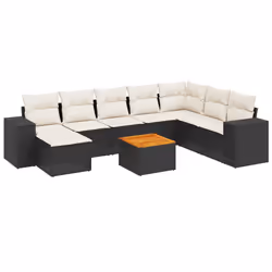 Set Divani da Giardino 9 pz con Cuscini Nero in Polyrattancod mxl 117061 - Vista aggiuntiva 2