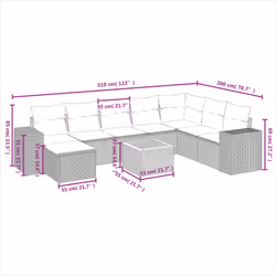 Set Divani da Giardino 9 pz con Cuscini Nero in Polyrattancod mxl 117061 - Vista aggiuntiva 3