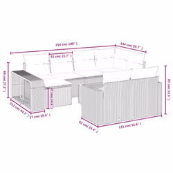 vidaXL Set Divani da Giardino 11 pz con Cuscini Beige in Polyrattan - Vista aggiuntiva 3