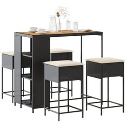 Vidaxl - Set Bar da Giardino 5 pz con Cuscini in Polyrattan Nero 336928