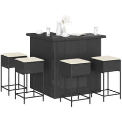Vidaxl - Set Bar da Giardino 5 pz con Cuscini in Polyrattan Nero