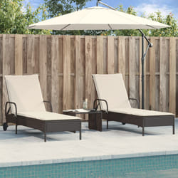 vidaXL Lettini Prendisole con Cuscini 2 pz Neri in Polyrattan