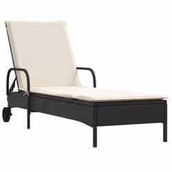 vidaXL Lettini Prendisole con Cuscini 2 pz Neri in Polyrattan - Vista aggiuntiva 3