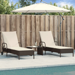 vidaXL Lettini Prendisole 2 pz con Cuscini Marrone in Polyrattan