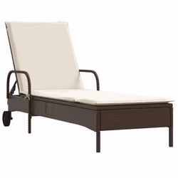 vidaXL Lettini Prendisole 2 pz con Cuscini Marrone in Polyrattan - Vista aggiuntiva 3