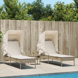 vidaXL Lettini Prendisole 2 pz con Baldacchino e Tavolino Polyrattan