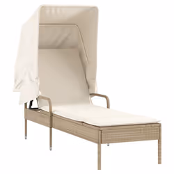 vidaXL Lettini Prendisole 2 pz con Baldacchino e Tavolino Polyrattan - Vista aggiuntiva 3
