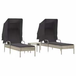 VidaXL 3261574, Salone, Seduta imbottita, Rattan sintetico, Acciaio, Grigio, 110 kg, 2000 mm