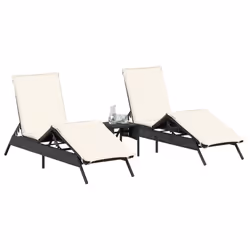 VidaXL 3261578 sedia da esterno Terrazzo Seduta imbottita Rattan sintetico, Acciaio Crema, Bianco