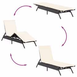 VidaXL 3261578 sedia da esterno Terrazzo Seduta imbottita Rattan sintetico, Acciaio Crema, Bianco - Vista aggiuntiva 8