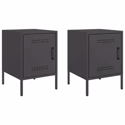 vidaXL Comodini 2 pz Nero 36x39x50,5 cm in Acciaio - Vista aggiuntiva 2