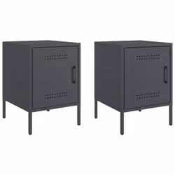 vidaXL Comodini 2 pz Antracite 36x39x50,5 cm in Acciaio - Vista aggiuntiva 2