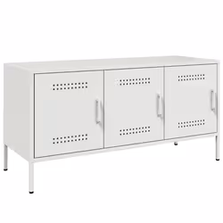 vidaXL Mobile TV Bianco 100,5x39x50,5 cm in Acciaio - Vista aggiuntiva 2