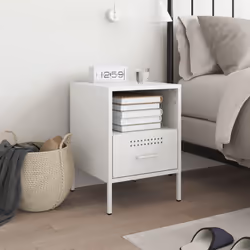 vidaXL Comodino Bianco 36x39x50,5 cm in Acciaio - Vista aggiuntiva 3