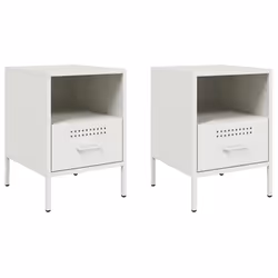 vidaXL Comodini 2 pz Bianchi 36x39x50,5 cm in Acciaio - Vista aggiuntiva 2