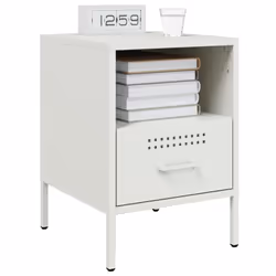 vidaXL Comodini 2 pz Bianchi 36x39x50,5 cm in Acciaio - Vista aggiuntiva 3