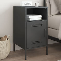 vidaXL Comodino Nero 36x39x68 cm in Acciaio