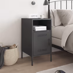 vidaXL Comodino Nero 36x39x68 cm in Acciaio - Vista aggiuntiva 3