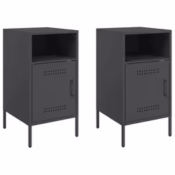 vidaXL Comodini 2 pz Neri 36x39x68 cm in Acciaio - Vista aggiuntiva 2