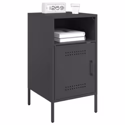 vidaXL Comodini 2 pz Neri 36x39x68 cm in Acciaio - Vista aggiuntiva 3