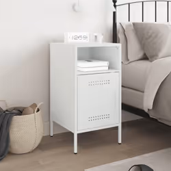vidaXL Comodino Bianco 36x39x68 cm in Acciaio - Vista aggiuntiva 3