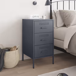 vidaXL Comodino Antracite 36x39x68 cm in Acciaio - Vista aggiuntiva 3