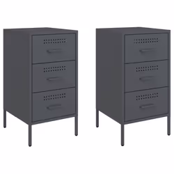 vidaXL v Comodini 2 pz Antracite 36x39x68 cm in Acciaio - Vista aggiuntiva 2