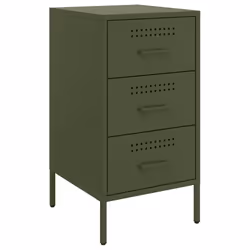 vidaXL Comodino Verde Oliva 36x39x68 cm in Acciaio - Vista aggiuntiva 2