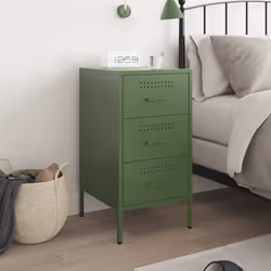 vidaXL Comodino Verde Oliva 36x39x68 cm in Acciaio - Vista aggiuntiva 3