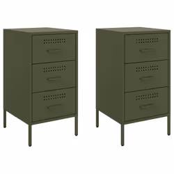 vidaXL Comodini 2 pz Verde Oliva 36x39x68 cm in Acciaio - Vista aggiuntiva 2
