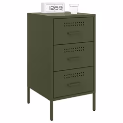 vidaXL Comodini 2 pz Verde Oliva 36x39x68 cm in Acciaio - Vista aggiuntiva 3