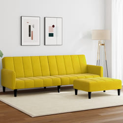 vidaXL Divano Letto 2 Posti con Sgabello Giallo in Velluto