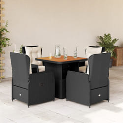 Set da Pranzo da Giardino 5 pz Nero con Cuscini in Polyrattancod mxl 117127