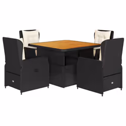 Set da Pranzo da Giardino 5 pz Nero con Cuscini in Polyrattancod mxl 93168 - Vista aggiuntiva 2
