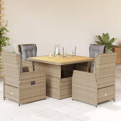 vidaXL Set da Pranzo da Giardino 5 pz con Cuscini Beige in Polyrattan