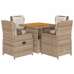 vidaXL Set da Pranzo da Giardino 5 pz con Cuscini Beige in Polyrattan - Vista aggiuntiva 2