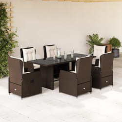 vidaXL Set da Pranzo da Giardino 7pz con Cuscini in Polyrattan Marrone