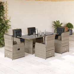 vidaXL Set da Pranzo da Giardino 7 pz Cuscini Polyrattan Grigio Chiaro