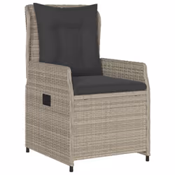 vidaXL Set Pranzo da Giardino 9pz con Cuscini Grigio Chiaro Polyrattan - Vista aggiuntiva 3