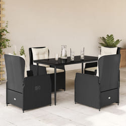 Set da Pranzo da Giardino 5 pz Nero con Cuscini in Polyrattancod mxl 93172