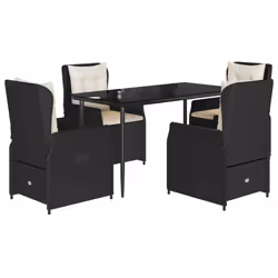 Set da Pranzo da Giardino 5 pz Nero con Cuscini in Polyrattancod mxl 93172 - Vista aggiuntiva 2